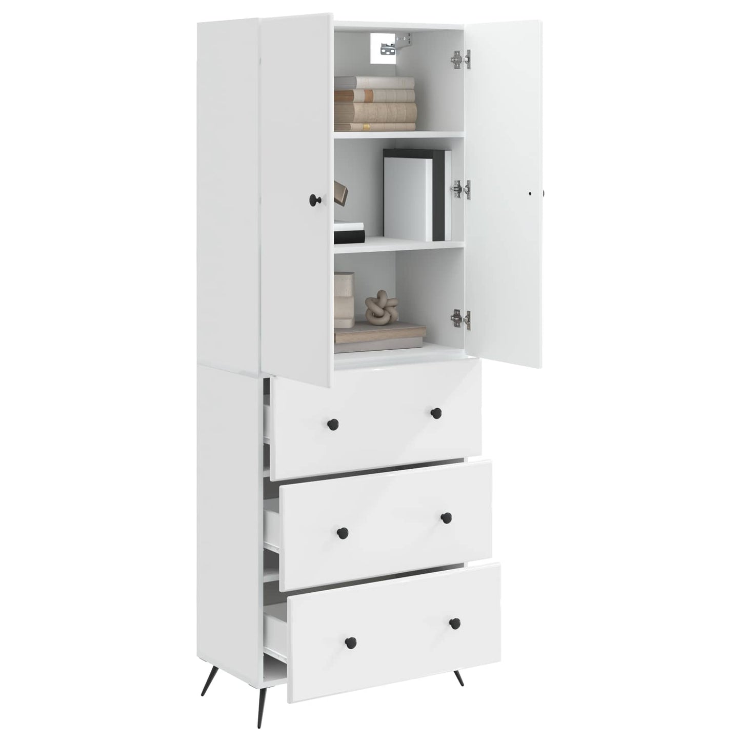 Kastenset 2 pcs Hoogglans Wit 66 x 34,5 x 90 cm Bewerkt hout