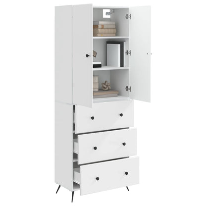 Kastenset 2 pcs Hoogglans Wit 66 x 34,5 x 90 cm Bewerkt hout
