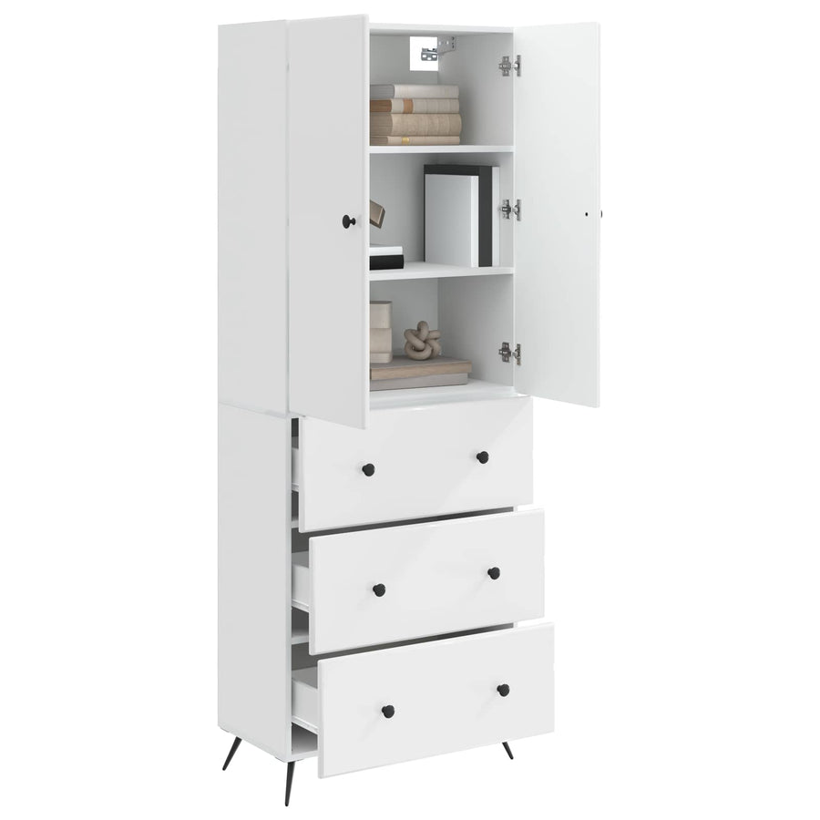 Kastenset 2 pcs Hoogglans Wit 66 x 34,5 x 90 cm Bewerkt hout