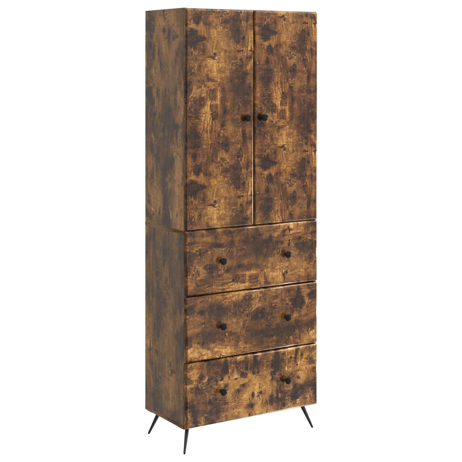 Kastenset 2 pcs Gerookt eiken 66 x 34,5 x 90 cm Bewerkt hout