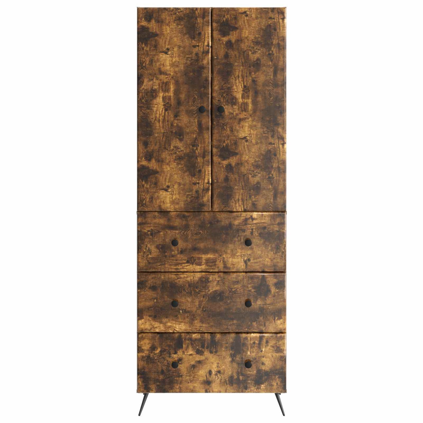 Kastenset 2 pcs Gerookt eiken 66 x 34,5 x 90 cm Bewerkt hout