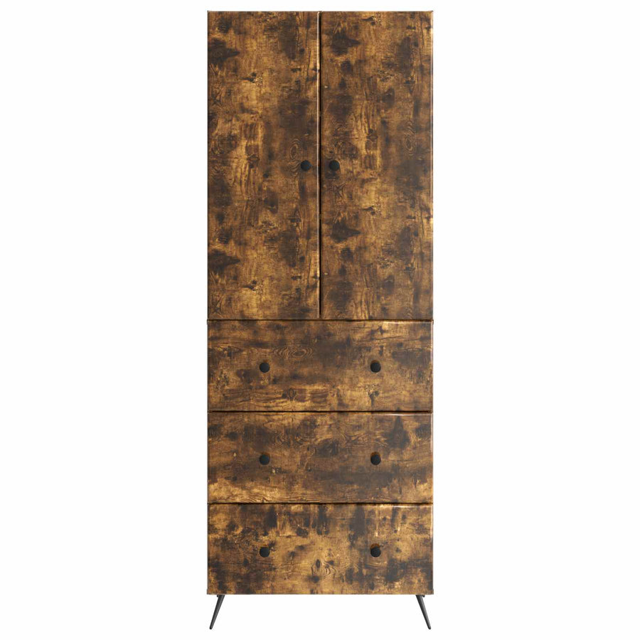 Kastenset 2 pcs Gerookt eiken 66 x 34,5 x 90 cm Bewerkt hout