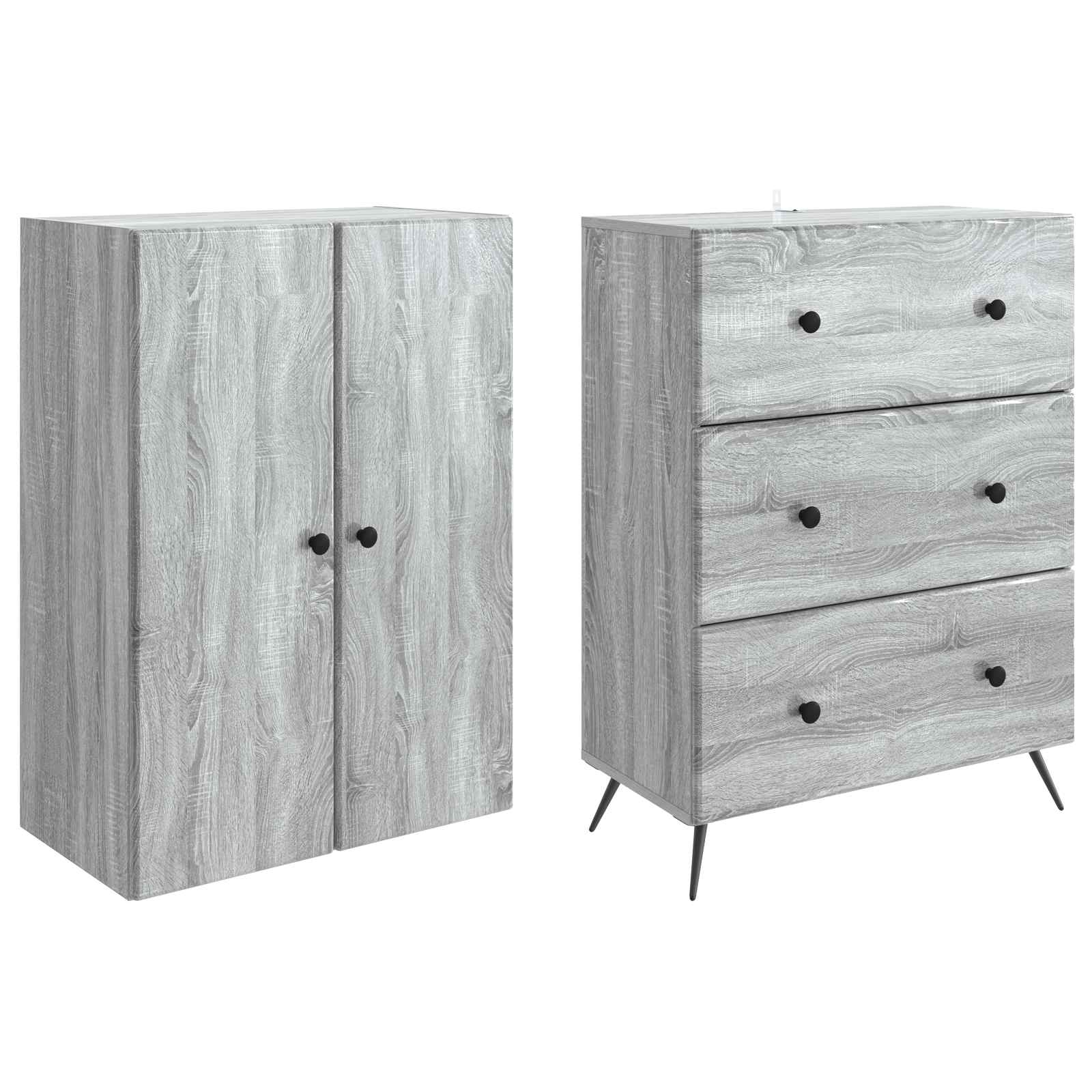 Kastenset 2 pcs Grijs Sonoma 66 x 34,5 x 90 cm Bewerkt hout