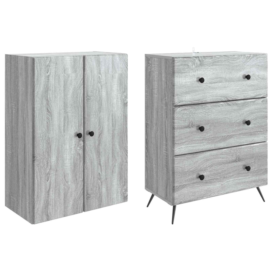 Kastenset 2 pcs Grijs Sonoma 66 x 34,5 x 90 cm Bewerkt hout