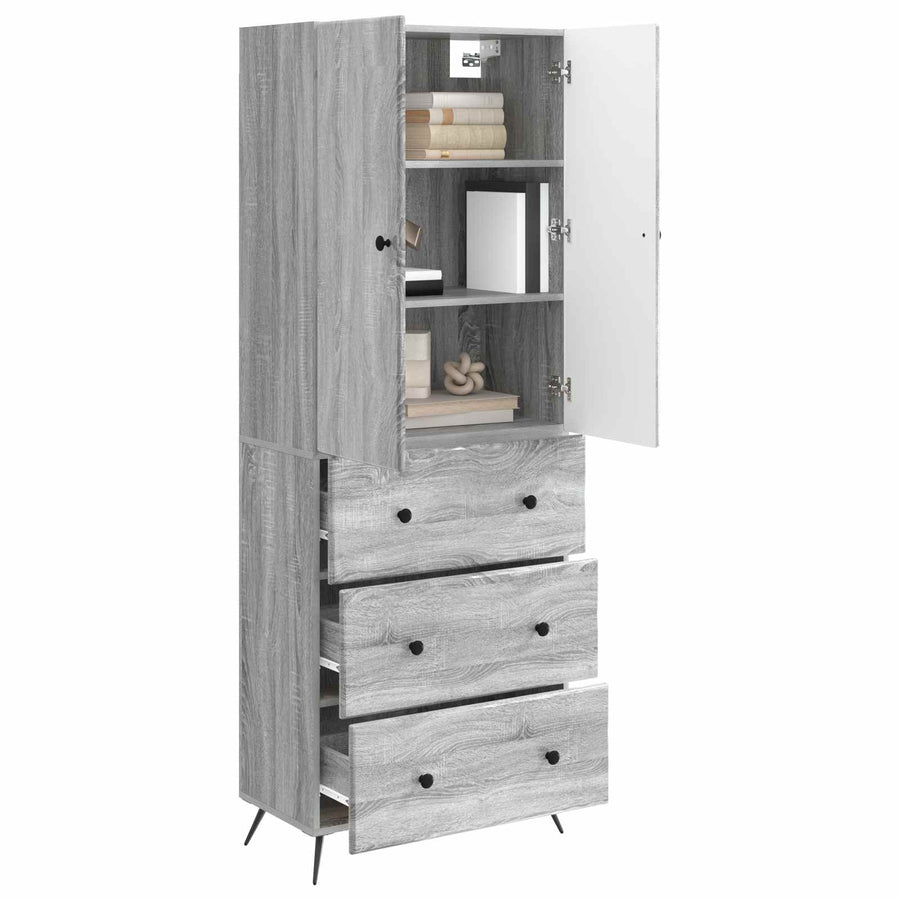Kastenset 2 pcs Grijs Sonoma 66 x 34,5 x 90 cm Bewerkt hout