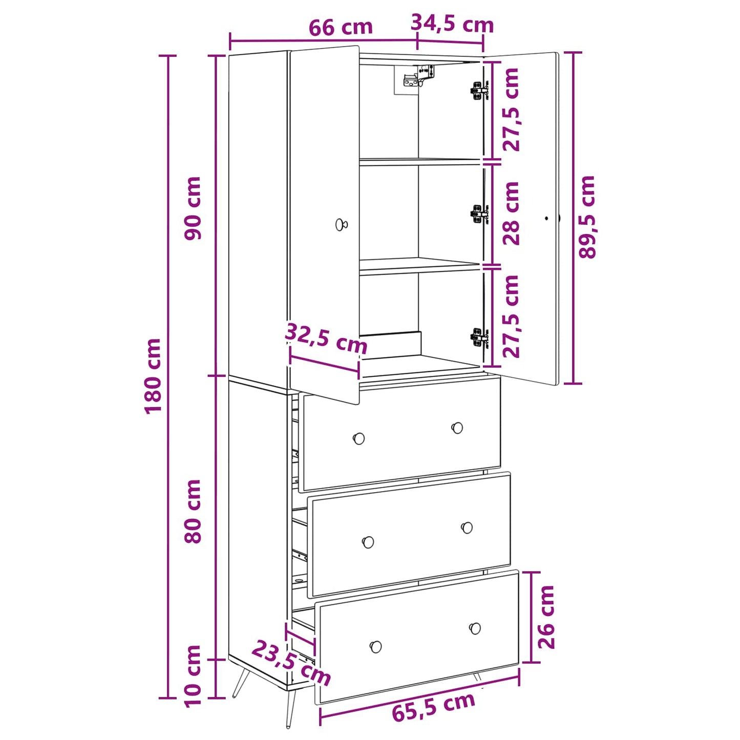 Kastenset 2 pcs Grijs Sonoma 66 x 34,5 x 90 cm Bewerkt hout