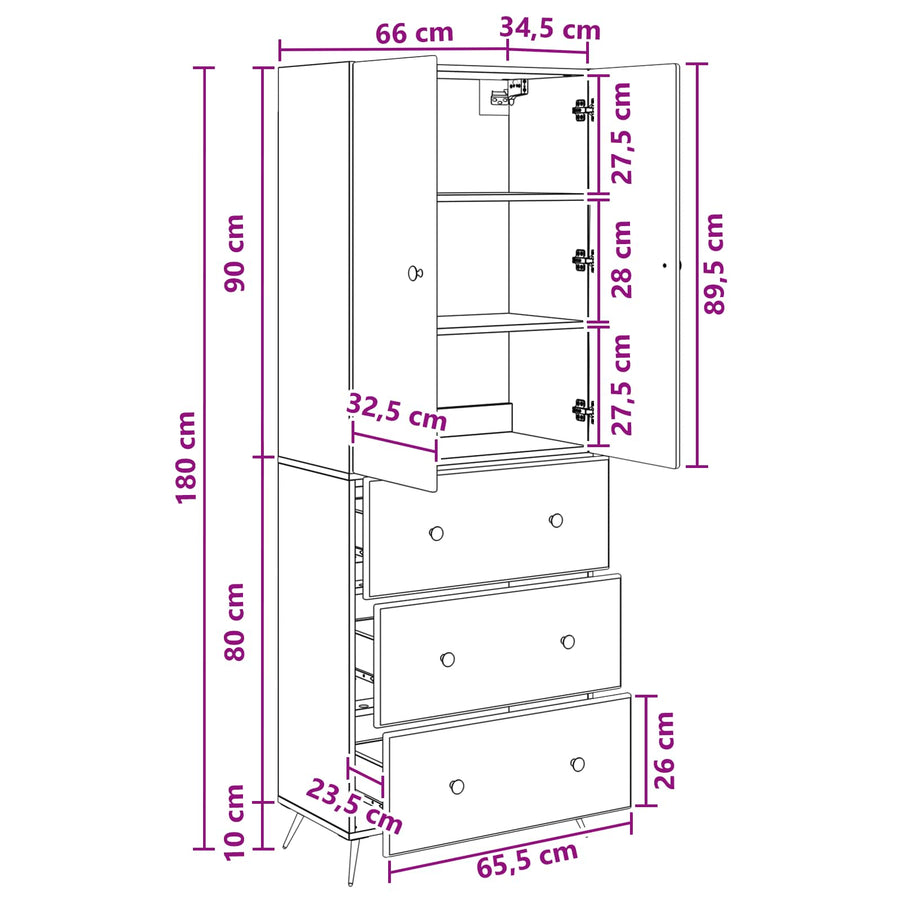 Kastenset 2 pcs Grijs Sonoma 66 x 34,5 x 90 cm Bewerkt hout