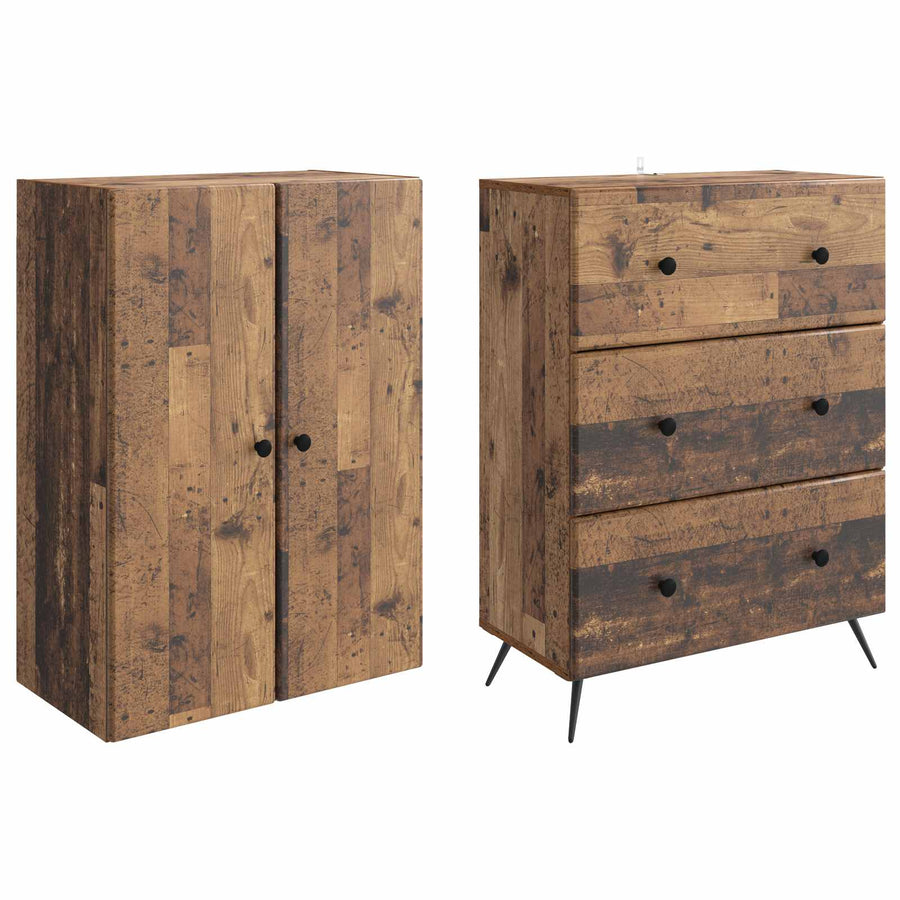 Kastenset 2 pcs Oud hout 66 x 34,5 x 90 cm Bewerkt hout