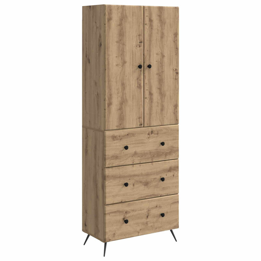 Kastenset 2 pcs Artisanaal eiken 66 x 34,5 x 90 cm Bewerkt hout