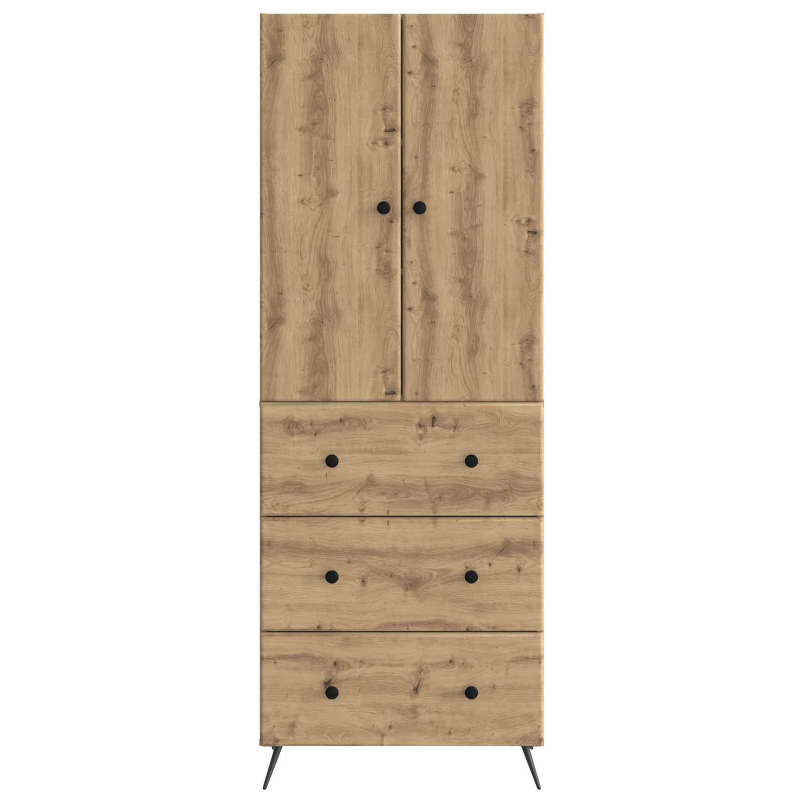 Kastenset 2 pcs Artisanaal eiken 66 x 34,5 x 90 cm Bewerkt hout