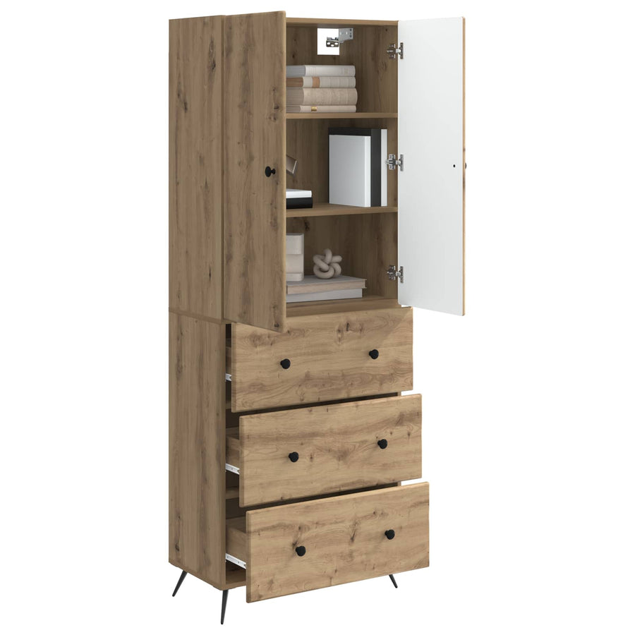 Kastenset 2 pcs Artisanaal eiken 66 x 34,5 x 90 cm Bewerkt hout
