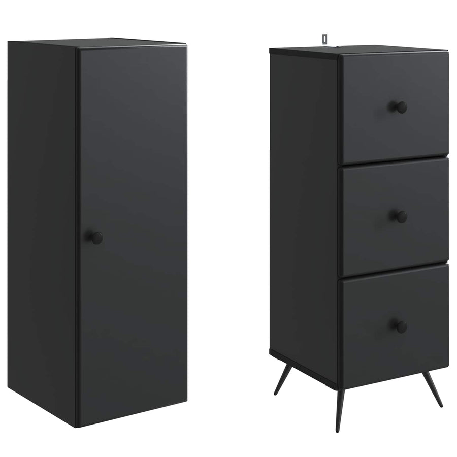 Kastenset 2 pcs Zwart 34,5 x 34,5 x 90 cm Bewerkt hout