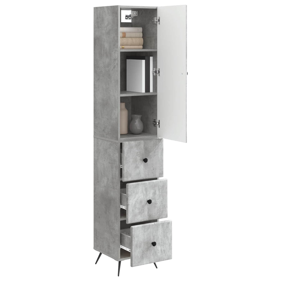 Kastenset 2 pcs Betongrijs 34,5 x 34,5 x 90 cm Bewerkt hout