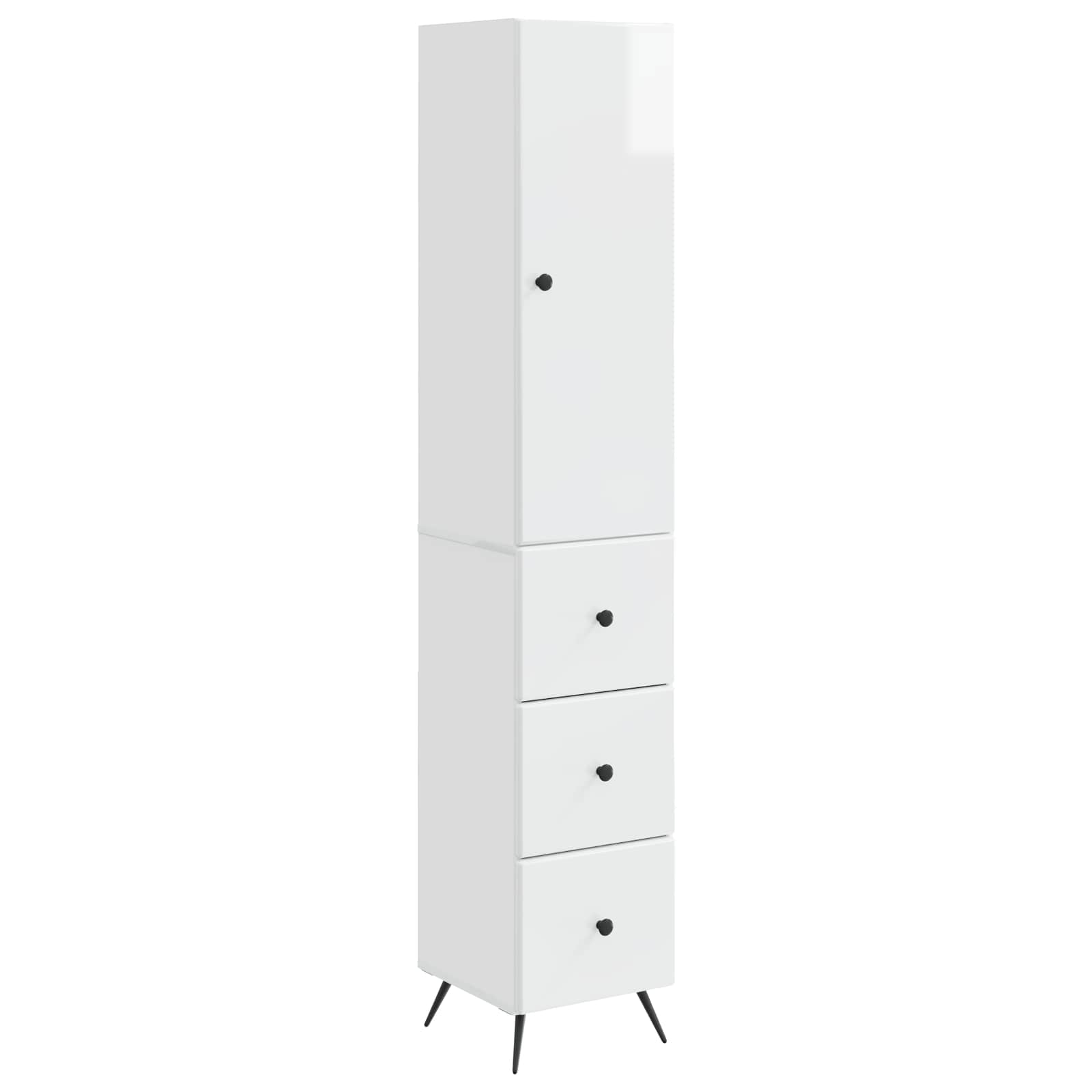 Kastenset 2 pcs Hoogglans Wit 34,5 x 34,5 x 90 cm Bewerkt hout