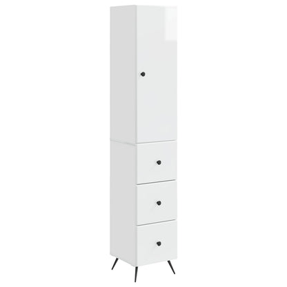Kastenset 2 pcs Hoogglans Wit 34,5 x 34,5 x 90 cm Bewerkt hout