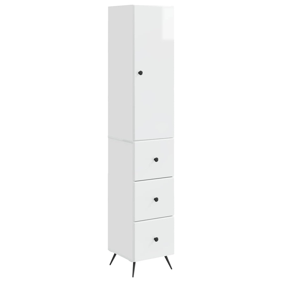 Kastenset 2 pcs Hoogglans Wit 34,5 x 34,5 x 90 cm Bewerkt hout