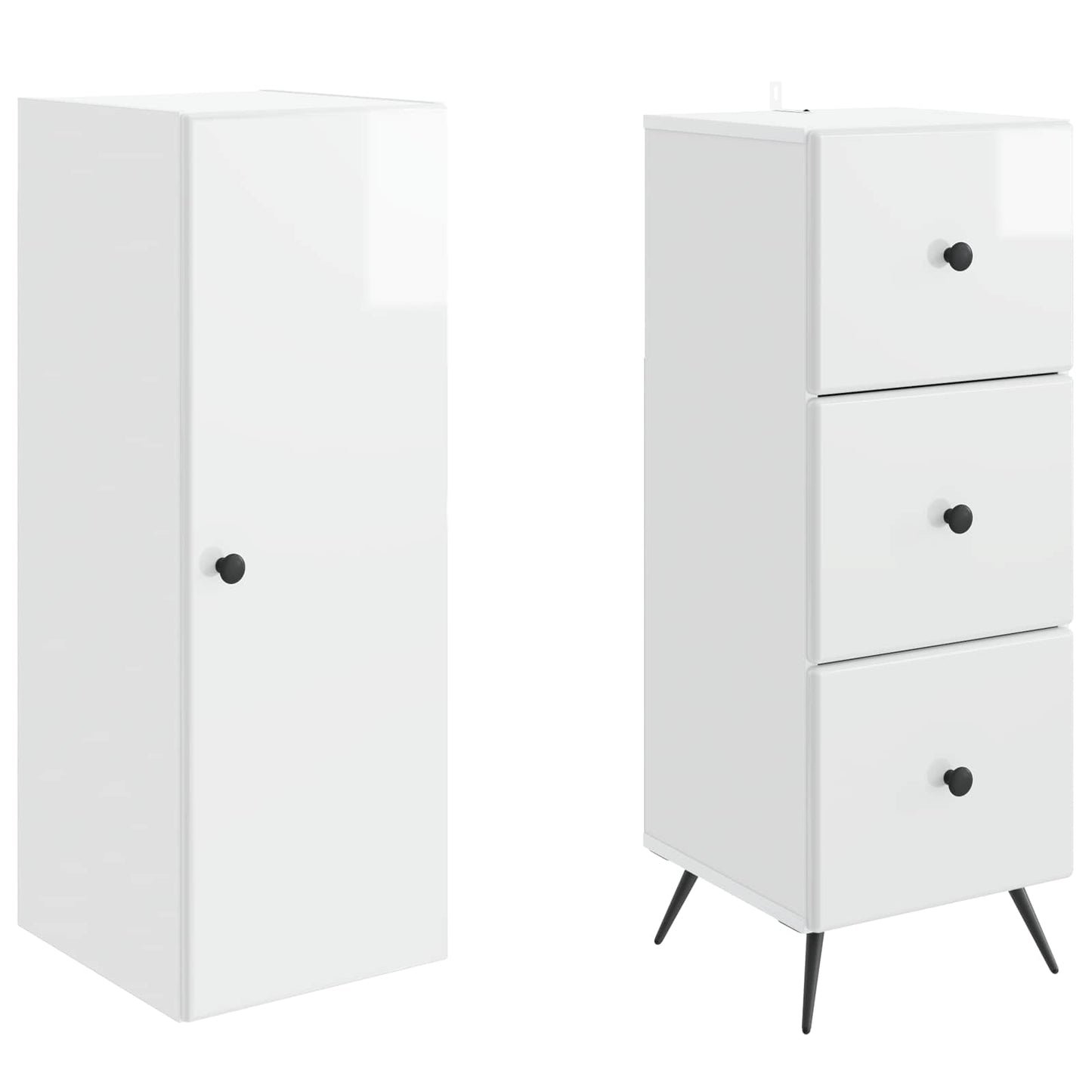 Kastenset 2 pcs Hoogglans Wit 34,5 x 34,5 x 90 cm Bewerkt hout