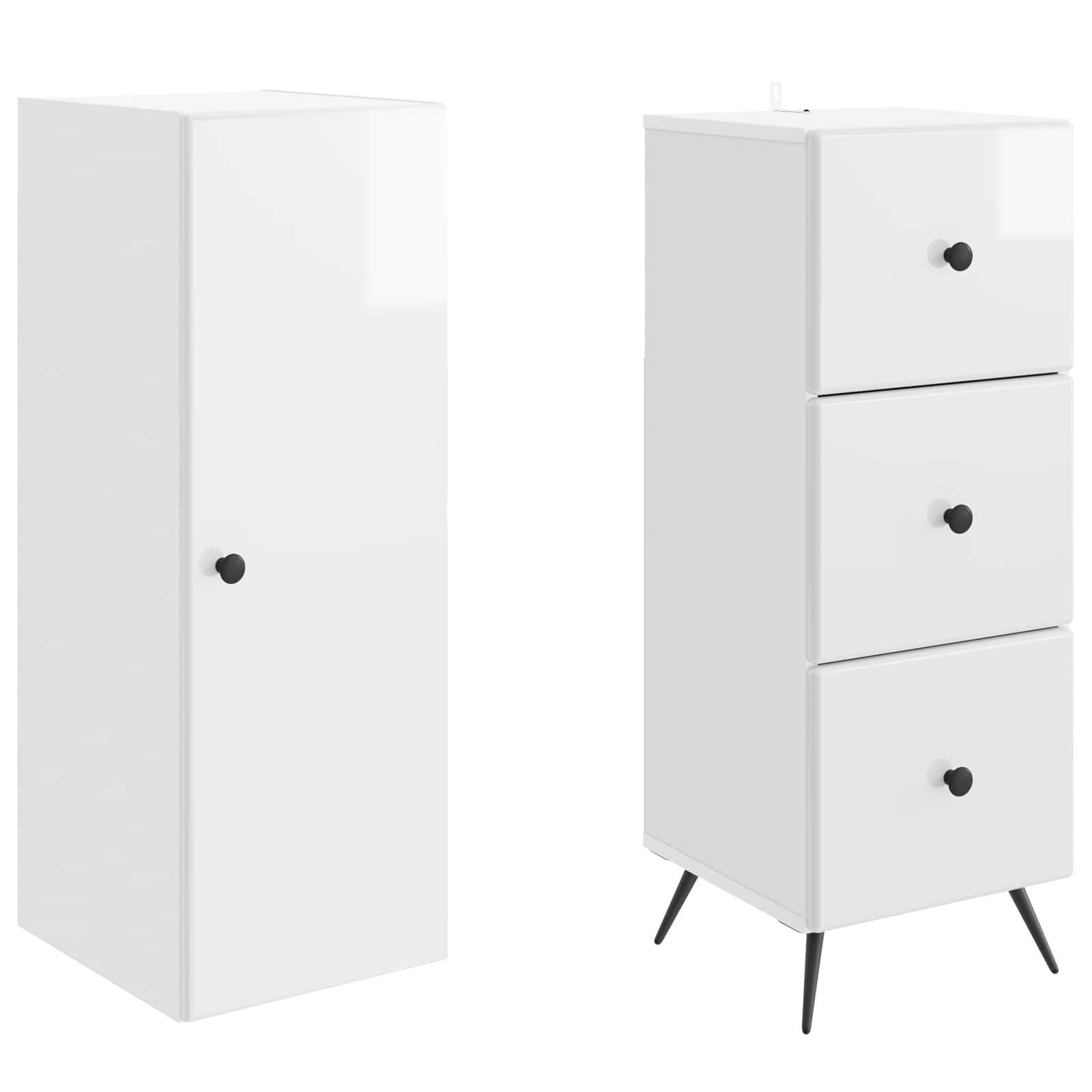 Kastenset 2 pcs Hoogglans Wit 34,5 x 34,5 x 90 cm Bewerkt hout