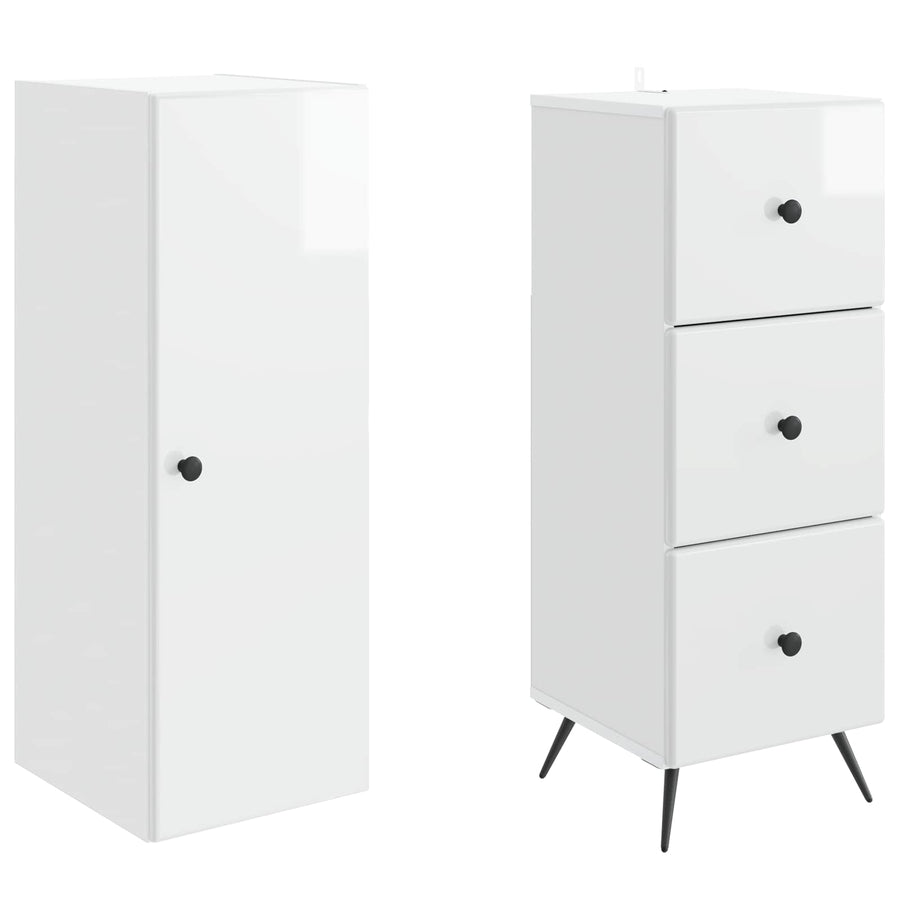 Kastenset 2 pcs Hoogglans Wit 34,5 x 34,5 x 90 cm Bewerkt hout