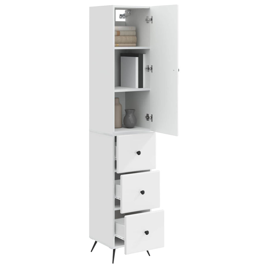 Kastenset 2 pcs Hoogglans Wit 34,5 x 34,5 x 90 cm Bewerkt hout