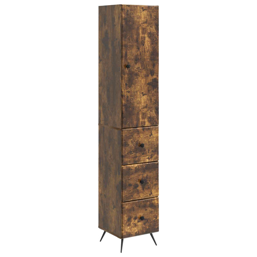 Kastenset 2 pcs Gerookt eiken 34,5 x 34,5 x 90 cm Bewerkt hout
