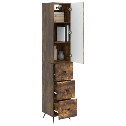 Kastenset 2 pcs Gerookt eiken 34,5 x 34,5 x 90 cm Bewerkt hout