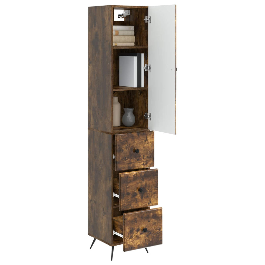 Kastenset 2 pcs Gerookt eiken 34,5 x 34,5 x 90 cm Bewerkt hout