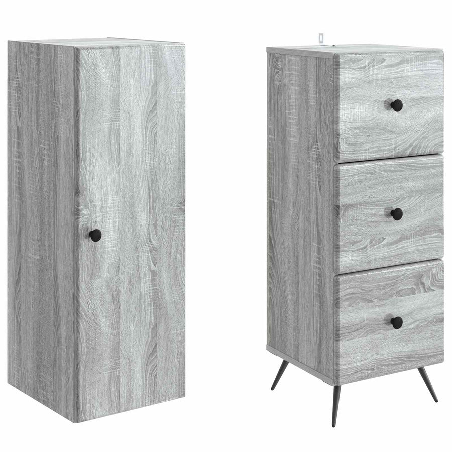 Kastenset 2 pcs Grijs Sonoma 34,5 x 34,5 x 90 cm Bewerkt hout