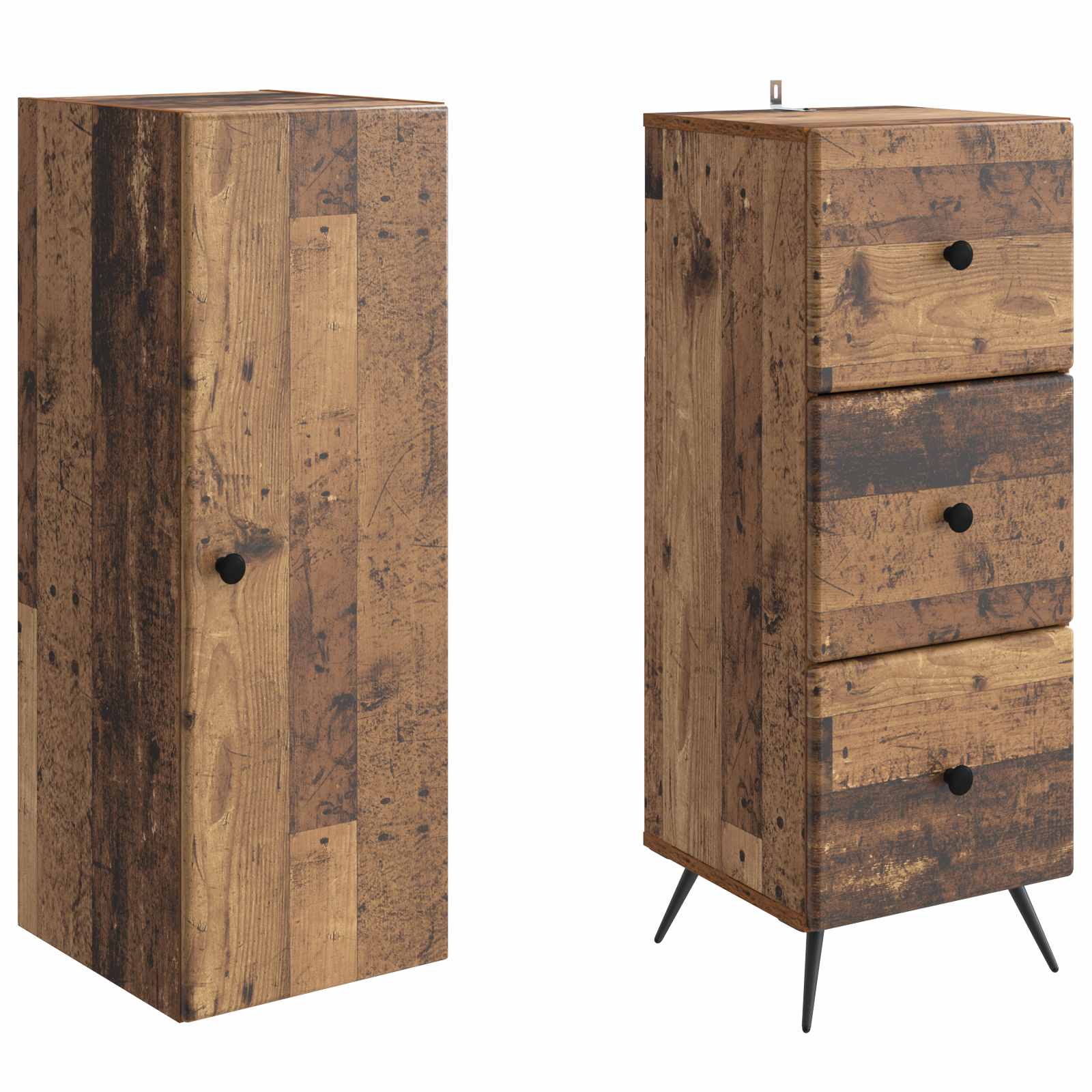 Kastenset 2 pcs Oud hout 34,5 x 34,5 x 90 cm Bewerkt hout