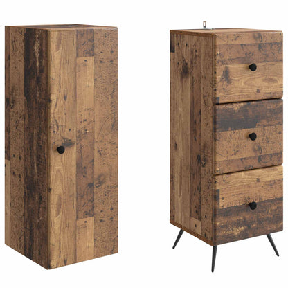 Kastenset 2 pcs Oud hout 34,5 x 34,5 x 90 cm Bewerkt hout