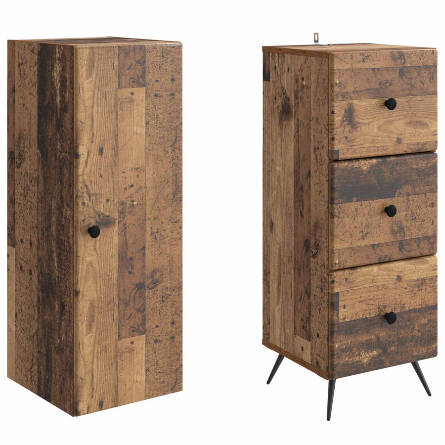 Kastenset 2 pcs Oud hout 34,5 x 34,5 x 90 cm Bewerkt hout