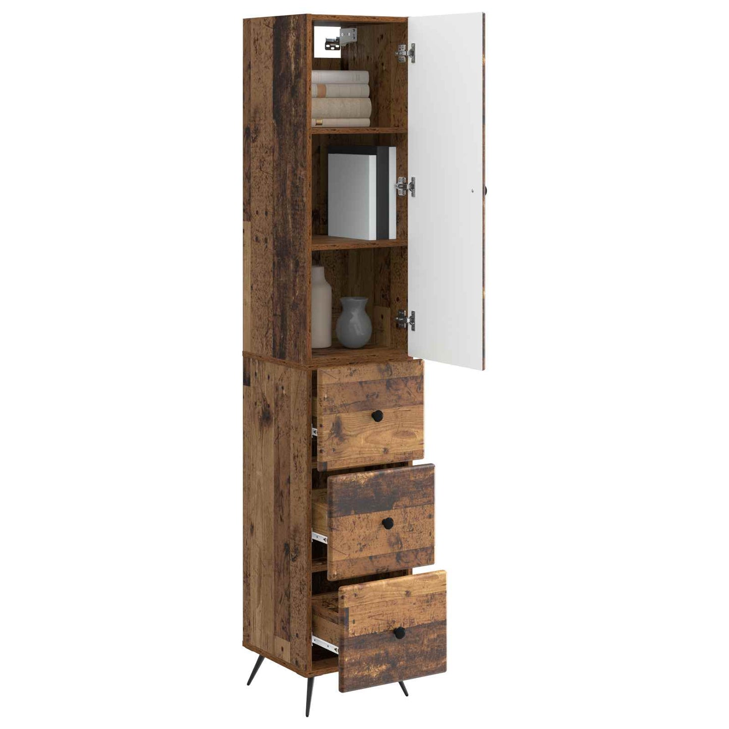 Kastenset 2 pcs Oud hout 34,5 x 34,5 x 90 cm Bewerkt hout