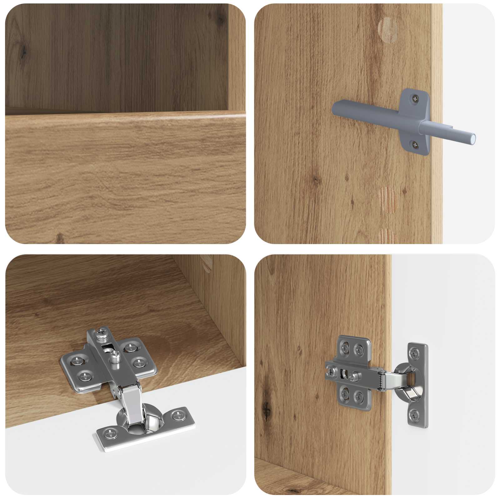 5-delige LED TV-kast Artisanaal eiken Bewerkt hout