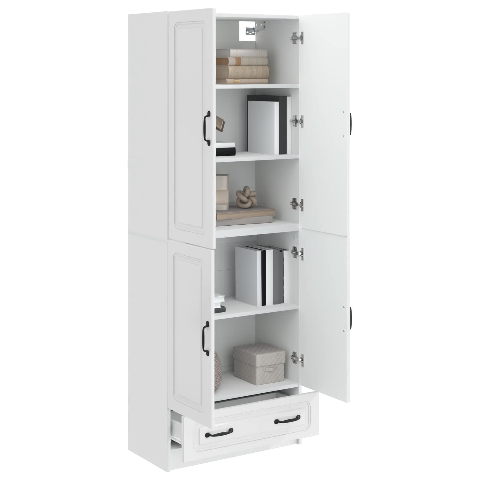 Kastenset 2 st Hoogglans Wit Bewerkt hout