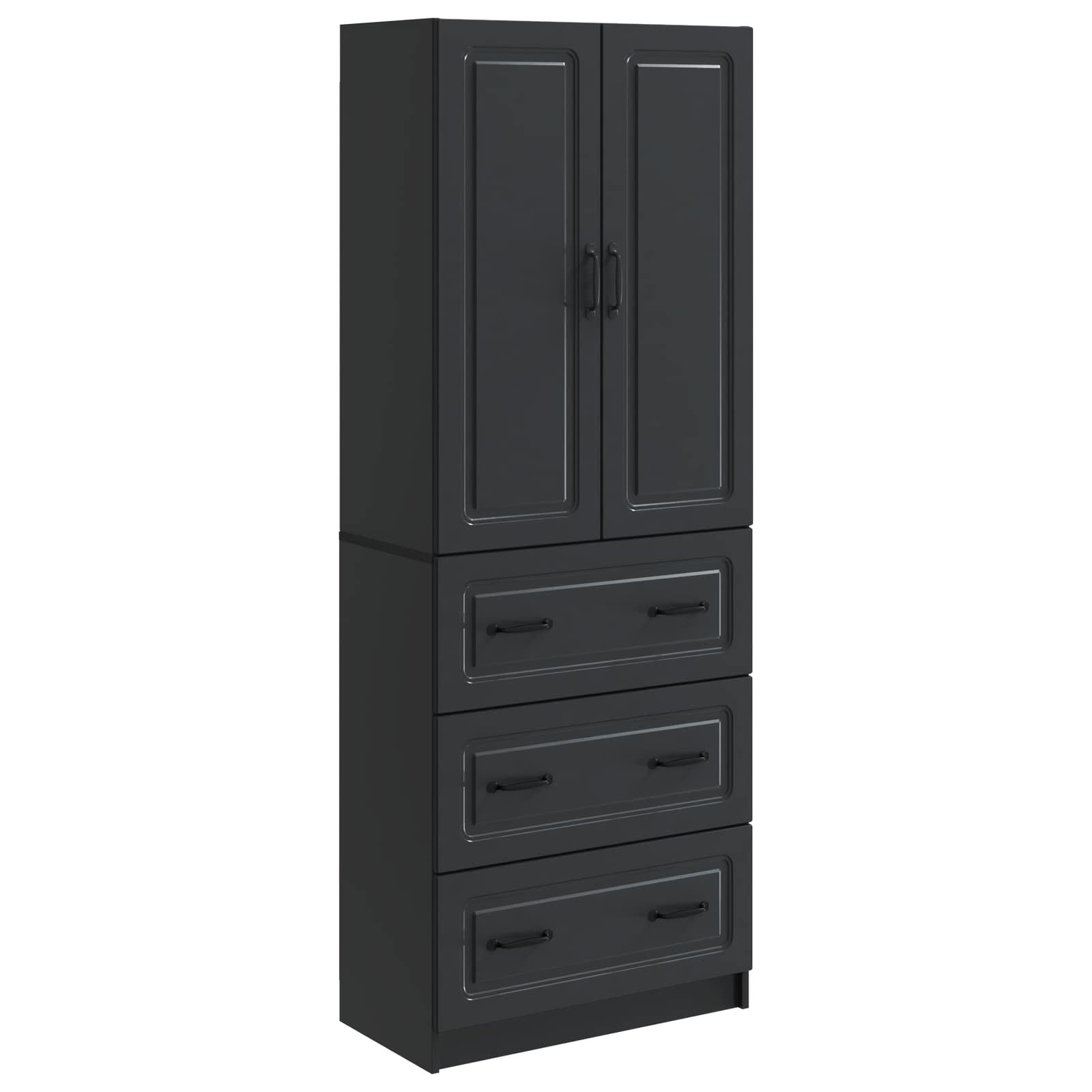 Kastenset 2 pcs Zwart 66 x 34,5 x 87 cm Bewerkt hout