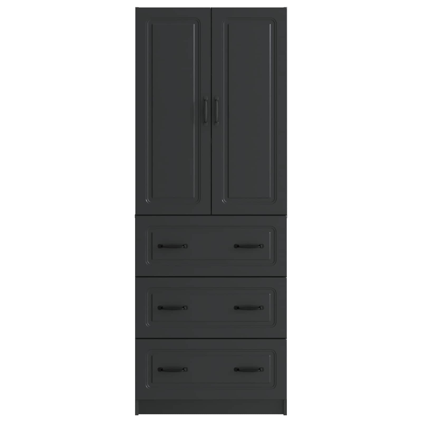 Kastenset 2 pcs Zwart 66 x 34,5 x 87 cm Bewerkt hout