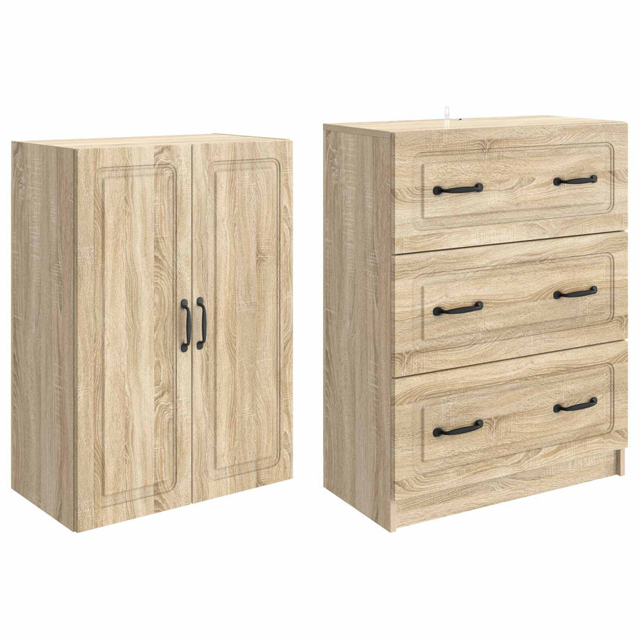 Kastenset 2 pcs Sonoma Eiken 66 x 34,5 x 87 cm Bewerkt hout