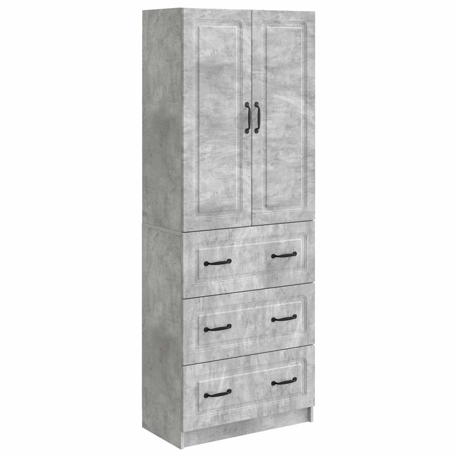 Kastenset 2 pcs Betongrijs 66 x 34,5 x 87 cm Bewerkt hout
