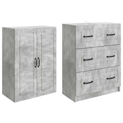 Kastenset 2 pcs Betongrijs 66 x 34,5 x 87 cm Bewerkt hout