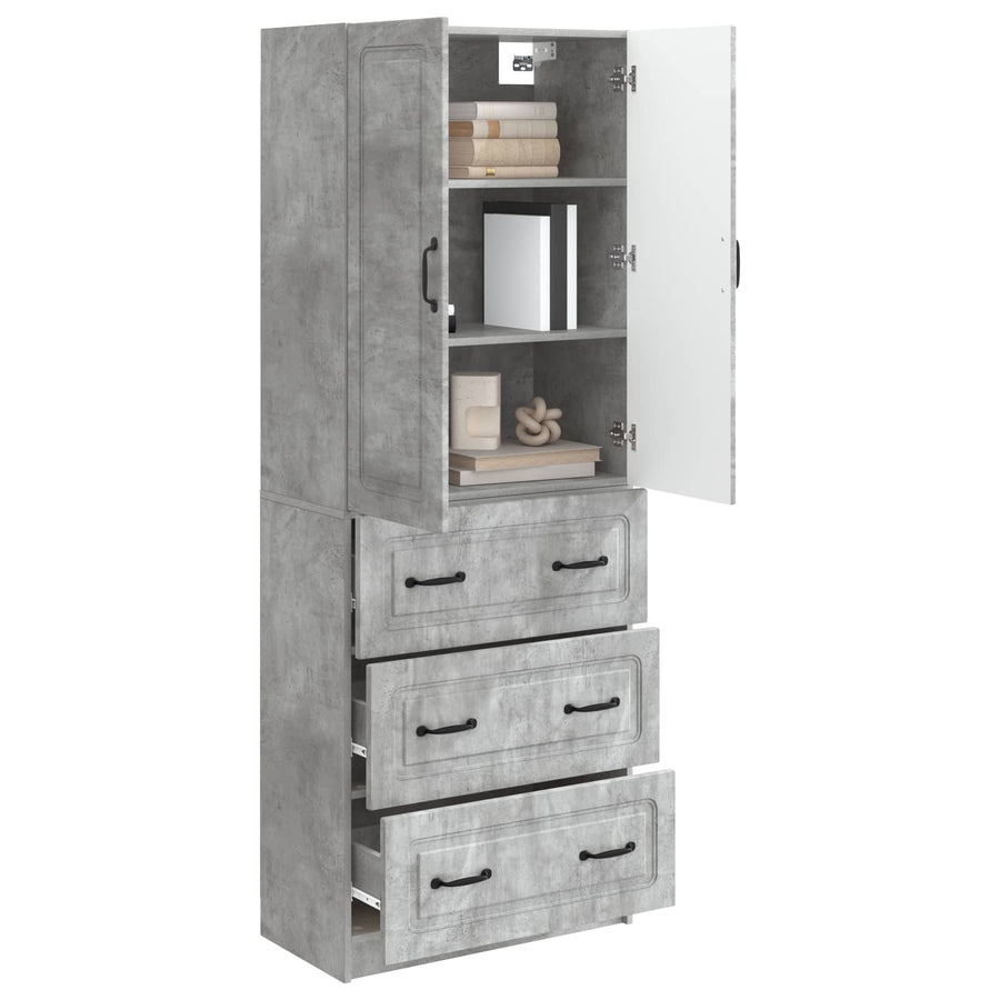 Kastenset 2 pcs Betongrijs 66 x 34,5 x 87 cm Bewerkt hout