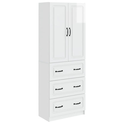 Kastenset 2 pcs Hoogglans Wit 66 x 34,5 x 87 cm Bewerkt hout