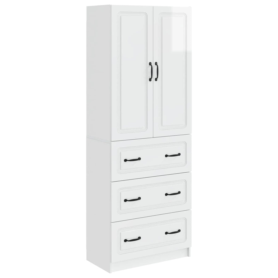 Kastenset 2 pcs Hoogglans Wit 66 x 34,5 x 87 cm Bewerkt hout
