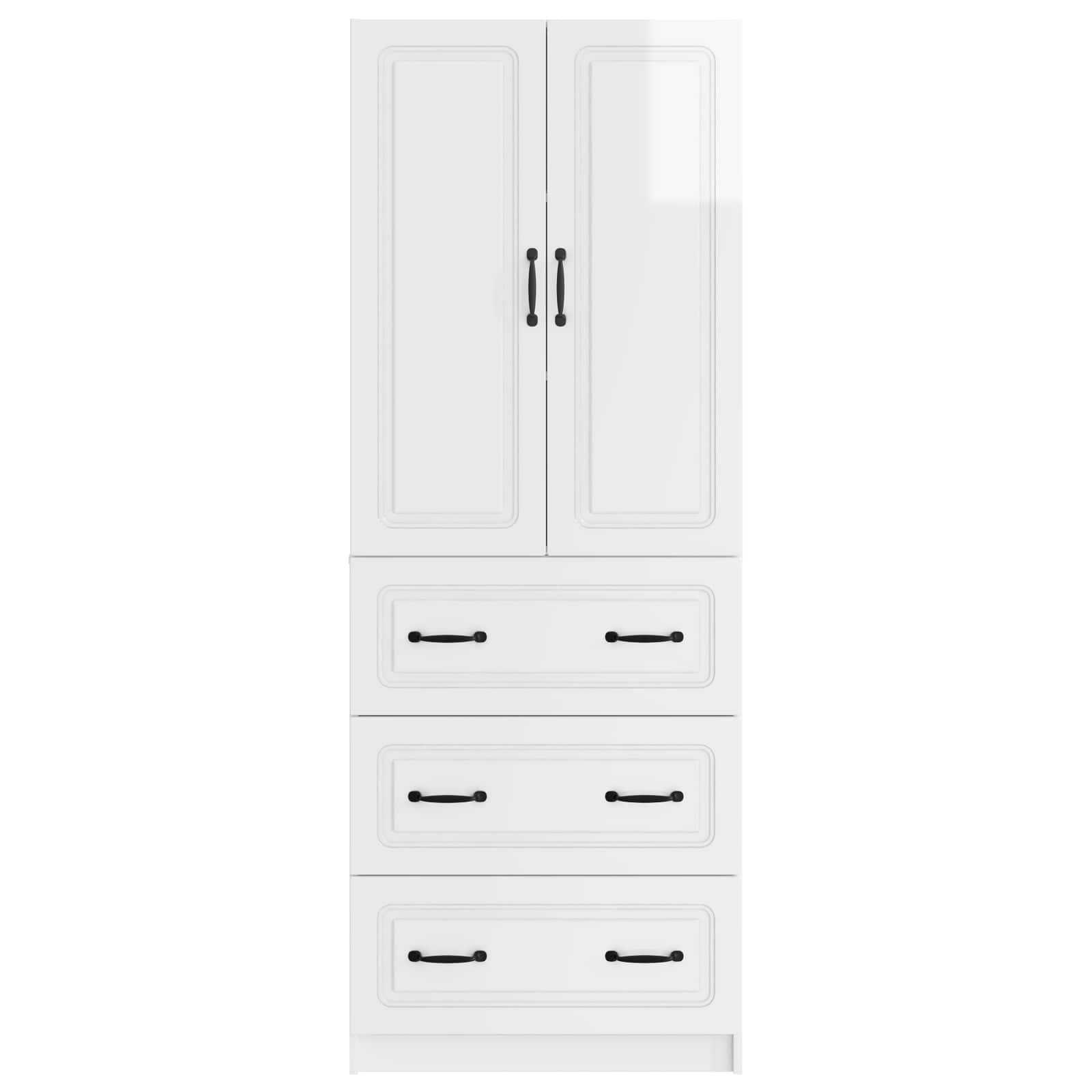 Kastenset 2 pcs Hoogglans Wit 66 x 34,5 x 87 cm Bewerkt hout
