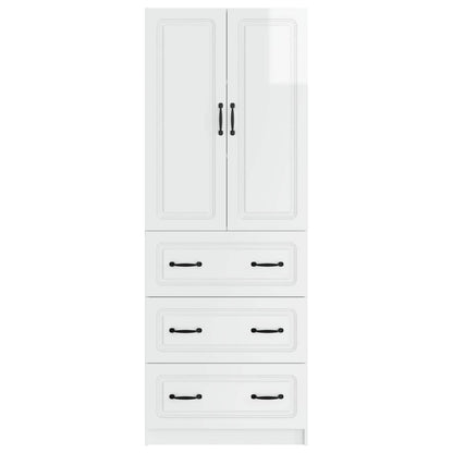 Kastenset 2 pcs Hoogglans Wit 66 x 34,5 x 87 cm Bewerkt hout