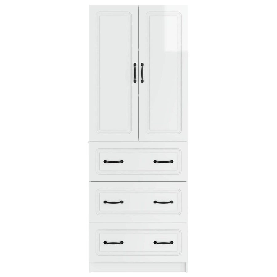 Kastenset 2 pcs Hoogglans Wit 66 x 34,5 x 87 cm Bewerkt hout