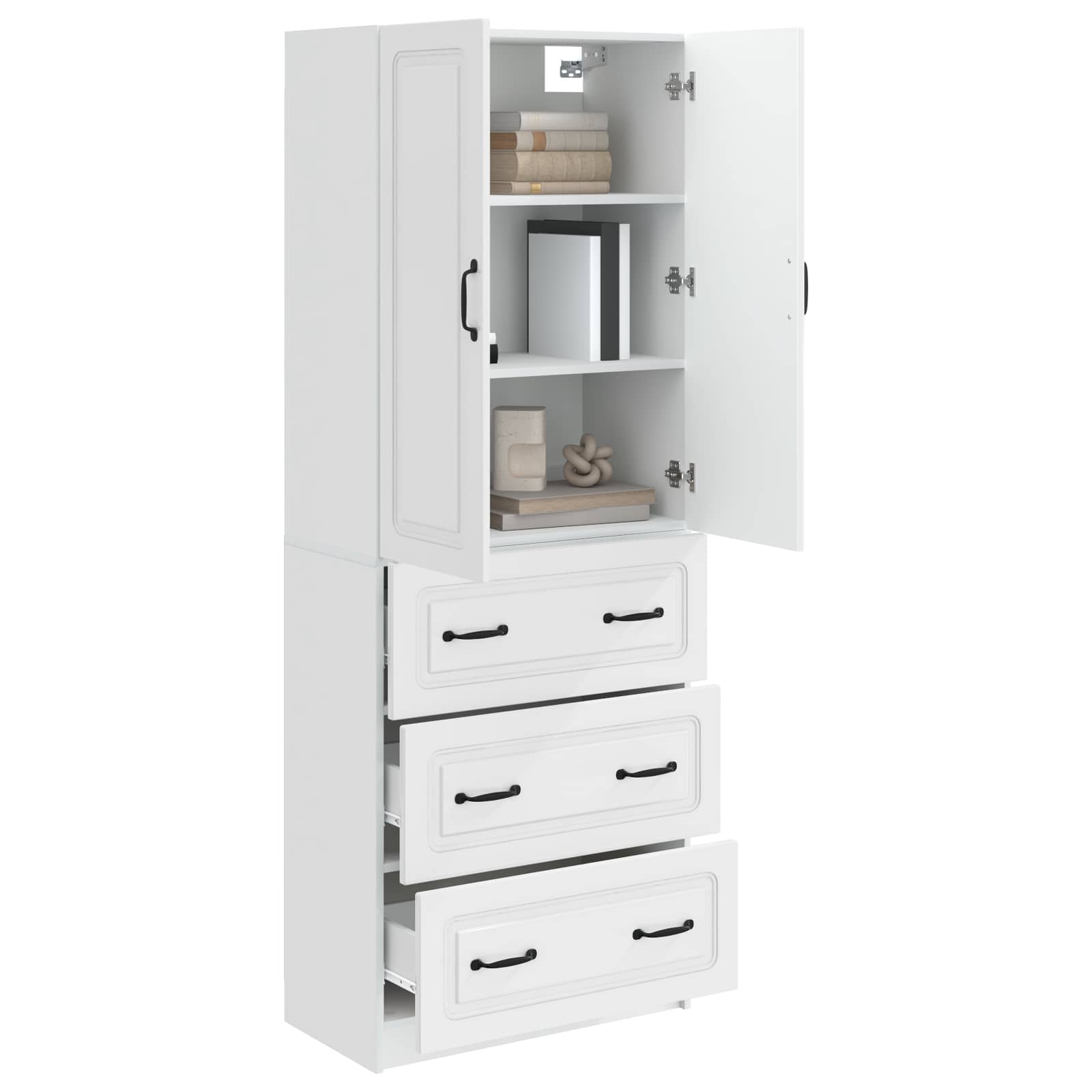Kastenset 2 pcs Hoogglans Wit 66 x 34,5 x 87 cm Bewerkt hout