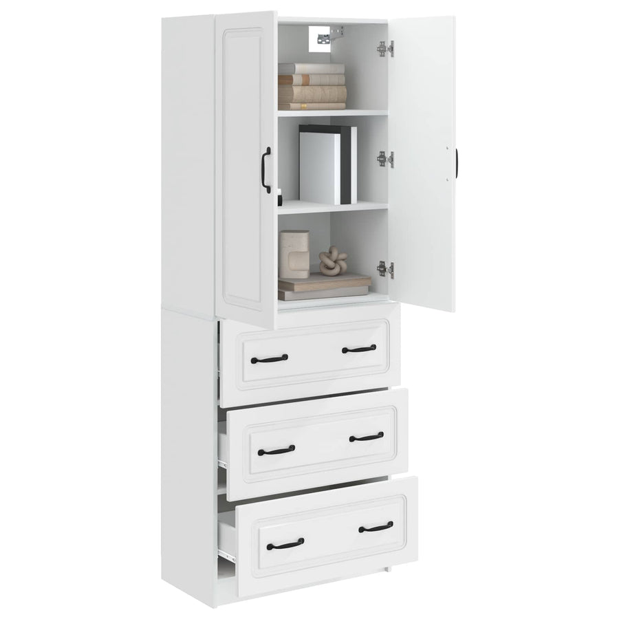 Kastenset 2 pcs Hoogglans Wit 66 x 34,5 x 87 cm Bewerkt hout