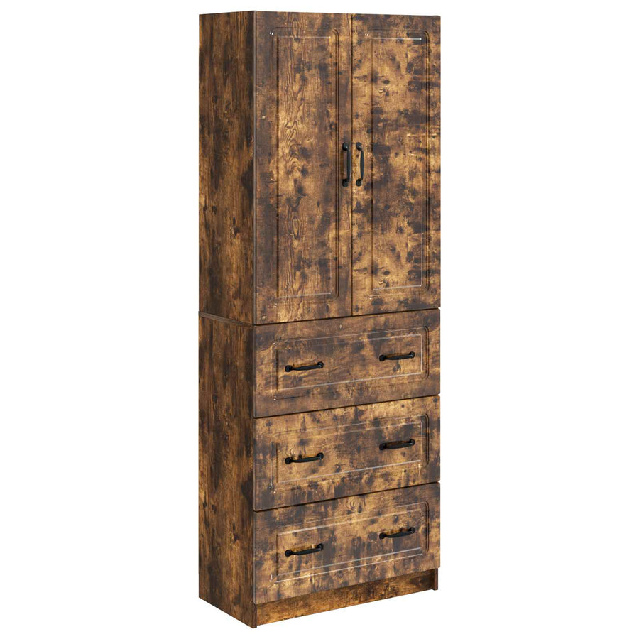 Kastenset 2 pcs Gerookt eiken 66 x 34,5 x 87 cm Bewerkt hout