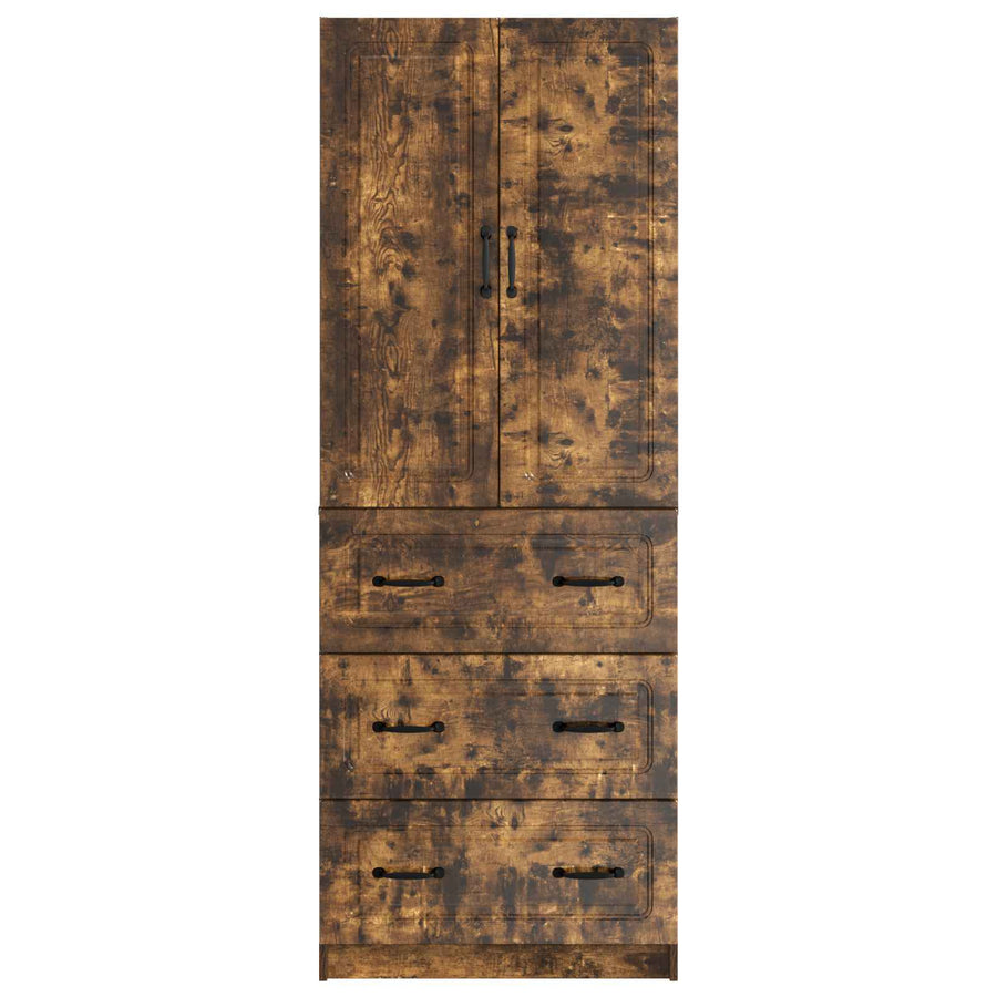Kastenset 2 pcs Gerookt eiken 66 x 34,5 x 87 cm Bewerkt hout