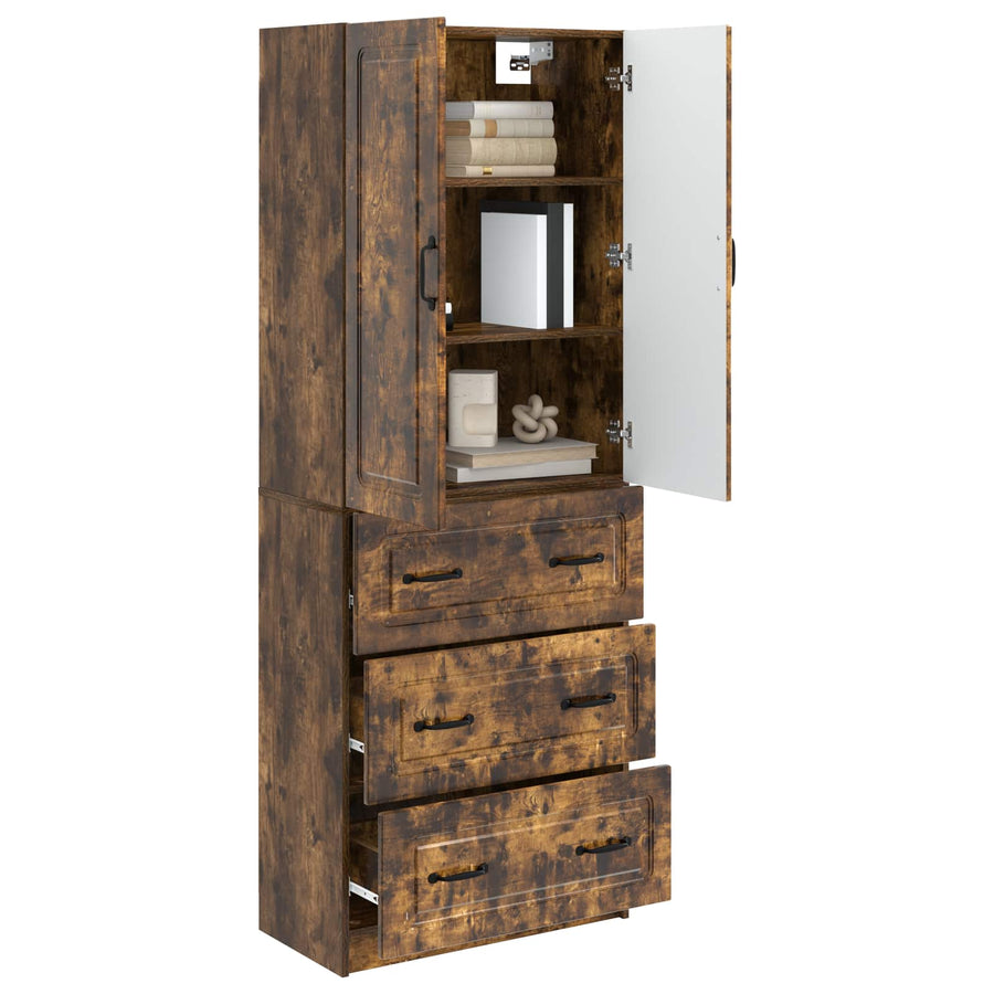 Kastenset 2 pcs Gerookt eiken 66 x 34,5 x 87 cm Bewerkt hout